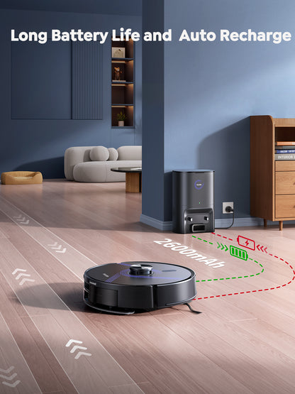 Vyzzle E20 Robot Vacuum and Mop, 60-Day Robot Vacuum Self Emptying, 5500Pa Suction, Zoned & Scheduled Cleaning, LiDAR Navigation, Vacuum Robot for Pet Hair, Carpets, Floors, WiFi/App/Voice Control