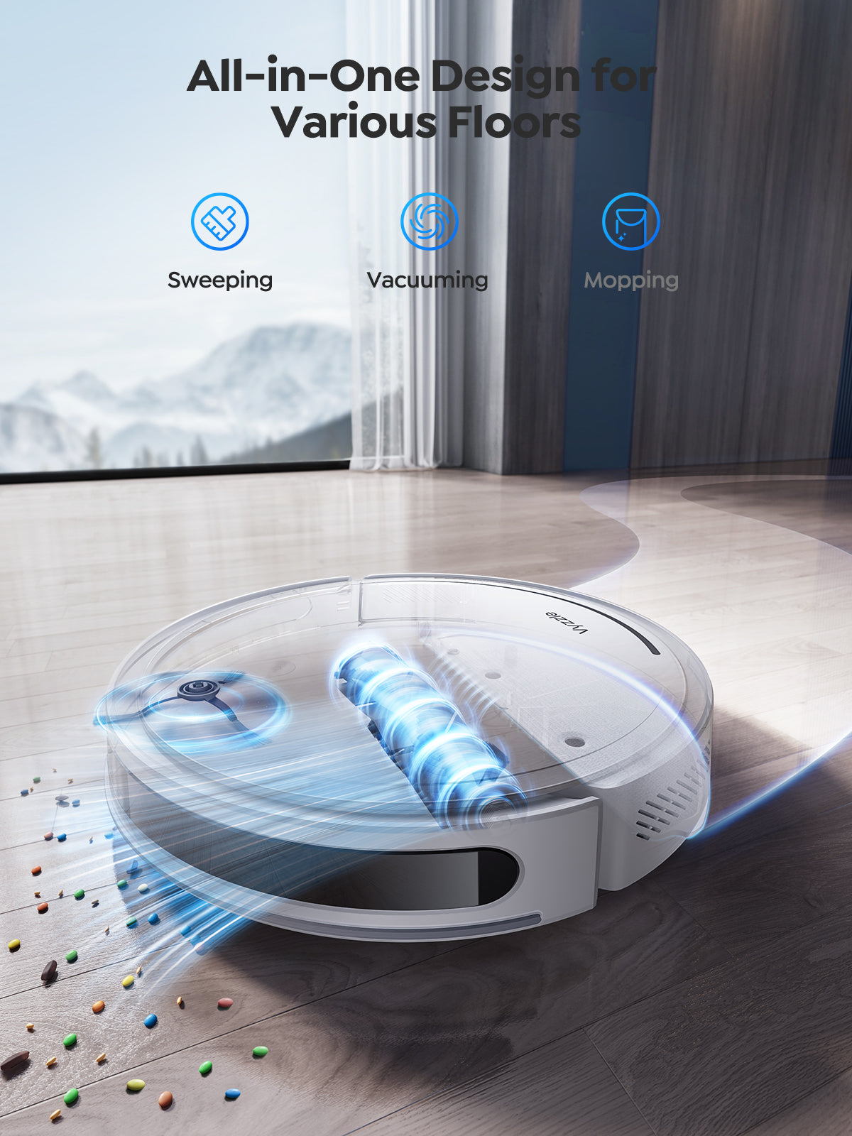 Vyzzle D10 Robot Vacuum 5000Pa, LiDAR Navigation, Ultra Thin Robot Vacuum Cleaner with Mop, Ideal for Pet Hair and Hard Floors