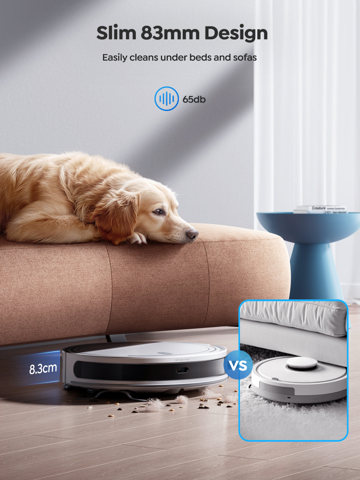 Vyzzle D10 Robot Vacuum 5000Pa, LiDAR Navigation, Ultra Thin Robot Vacuum Cleaner with Mop, Ideal for Pet Hair and Hard Floors