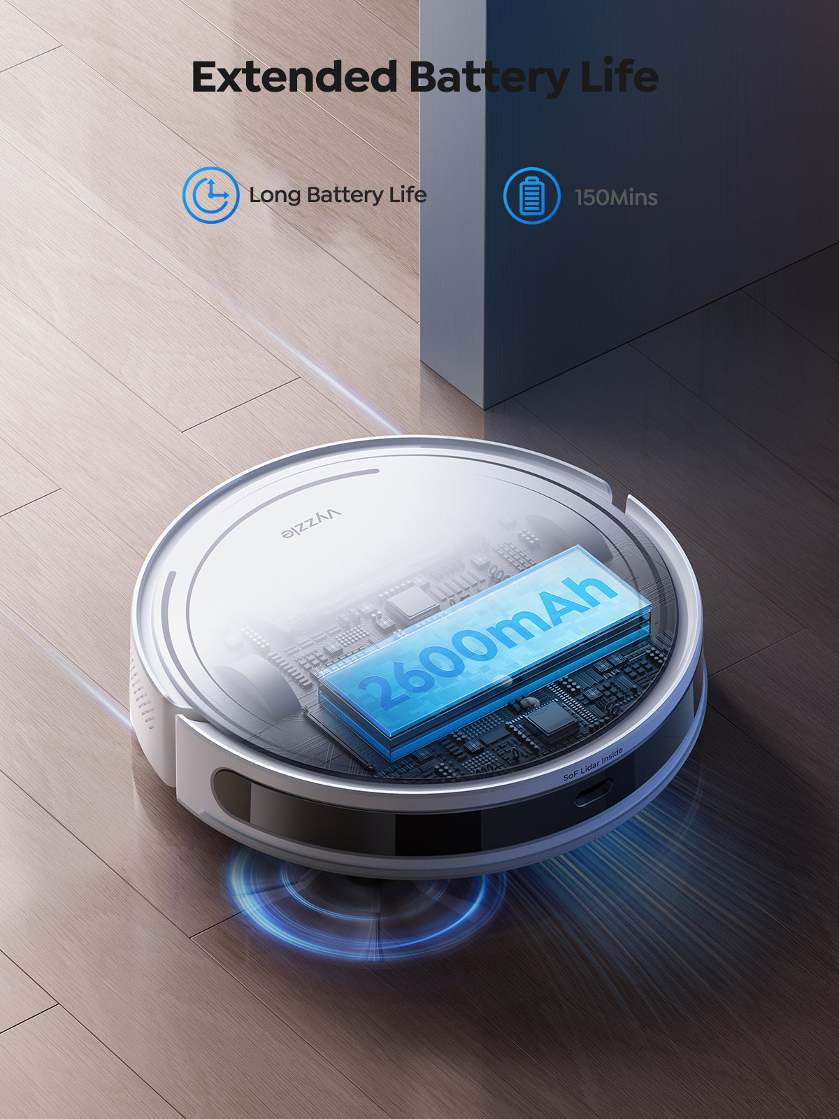 Vyzzle D10 Robot Vacuum 5000Pa, LiDAR Navigation, Ultra Thin Robot Vacuum Cleaner with Mop, Ideal for Pet Hair and Hard Floors